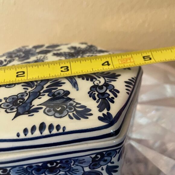 Dieft Blauw Blue and White Bird Vintage Trinket Box Hand Painted Made inHolland - Picture 13 of 15